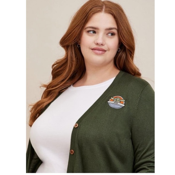 TORRID NWT STAR WARS THE MANDALORIAN BUTTON FRONT CARDIGAN SWEATER - Picture 2 of 6